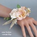 Wedding wrist corsage with white rose and faux pearls for bridal bridesmaids - Wrist Corsage