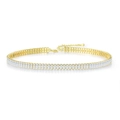 Detailed view of rectangle cut cubic zirconia stones set in a gold tennis necklace chain - 14K Light Gold White Stone