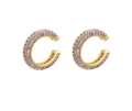 Creative gold C-shaped ear cuff with purple micro-paved cubic zirconia accents - Gold Plated - Purple Zirconia