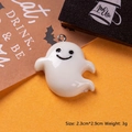 Smiling white ghost Halloween resin pendant with metal loop for DIY jewelry making - White Smiling Ghost