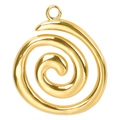Polished 18k gold plated stainless steel spiral pendant with ring for DIY jewelry - Gold