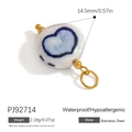 Blue and white heart charm pendant in stainless steel with detailed size and weight specs - PJ92714-Blue White Texture Heart