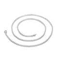 Polished silver heart necklace chain in a spiral arrangement on white background - 600*3mm