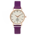 Women's quartz watch with rose gold case and purple magnetic mesh strap and sub-dial - Purple