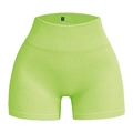 Neon green seamless high waist yoga shorts in ribbed stretch fabric and S size detail - Apple Green
