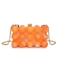 Orange acrylic evening box bag with bubble texture and gold metal chain strap - Amber Orange/Bubble Texture / Orange