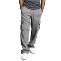 Light gray cargo sweatpants for men with multi-pockets and elastic drawstring waist - Light Gray