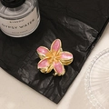 Pink and yellow enamel frangipani hair claw clip with gold finish for women - Large (5.5CM) / Purple