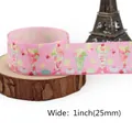 Pink grosgrain ribbon with kawaii dessert and cherry patterns for DIY bows, 1 inch wide - Pink Dessert Cherry Pattern (11)