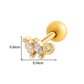 Orecchino a farfalla dorato per cartilagine con zirconi e chiusura a vite da 5,4 mm - Design a Farfalla (0180-3# Oro) / Oro