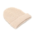 Classic beige waffle knit beanie for women featuring a thick fold-over cuff and warm texture - Off White