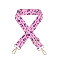 Pink adjustable crossbody strap with purple lipstick prints and gold metal hooks - Lipstick