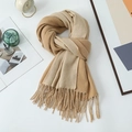 Camel and beige pashmina scarf with fringe details in a minimalist cozy setting - 200*68CM / Camel