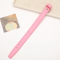 Macro detail of a pink leather phone wrist strap with silver snap button and adjust holes - Without Rivets / Deep Pink
