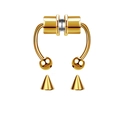Golden magnetic stainless steel septum ring set with U-shape and conical studs - Magnetic Nose Ring / Gold
