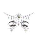 Detail of holographic star and pearl face jewels on model sketch for party makeup - Iridescent Symmetrical Star (DA-19-1)