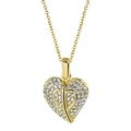 Sparkling gold heart locket necklace with pavé crystal inlay on a delicate link chain - Openable Heart Style / Gold