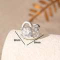 Silver heart stud earring with 8mm and 9mm dimensions in polished stainless steel - White (Single Piece)