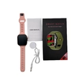 Pink BQ2 smart watch set with silicone strap, magnetic charging cable and manual - Pink