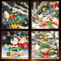 Christmas static window stickers set featuring Santa, reindeer and Merry Christmas text - Set of 4 (Santa/Reindeer/Wreath/Gifts)