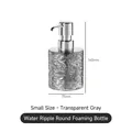 Small grey water-ripple lotion bottle with chrome pump, 145mm height and 75mm diameter - 300ml / Foam Dispenser - Round / Transparent Gray