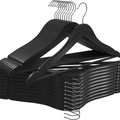 Premium Holz-Kleiderbügel in Schwarz für Anzüge mit Kerben und drehbarem Metallhaken - Schwarz / 44.5cm