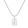 Silver snake chain necklace with letter I pendant set in white mother of pearl - Silver I (With Chain)