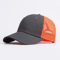 Dark grey and bright orange trucker hat with breathable mesh back and cotton panels - Adjustable / Dark Gray Orange Mesh