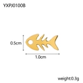 Polished 18K gold-plated fishbone charm detail with dimensions 0.5cm x 1.0cm - Gold Small Fish Bone (YXPJ0100B)