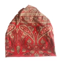 Red paisley floral pattern multi-use slouchy beanie hat for women made of soft fabric - Big Paisley Red