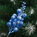 Blaue glitzernde Weihnachtsbeeren-Deko für festliche DIY-Bastelarbeiten und Blumengestecke - 15 Köpfe Mit Draht / Königsblau Mit Schnee