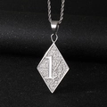 Silver rhombic stainless steel pendant with 1% embossed design and twisted rope chain - Steel Rhombus Pendant (KP116669-MZOZ) / Pendant Only