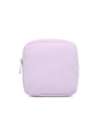 Lavender corduroy mini makeup bag with gold zipper for lipstick storage - Purple