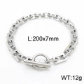 Silver stainless steel chain bracelet with toggle clasp, size 200x7mm and 12g weight - Single Layer Bracelet (KB155793-Z)