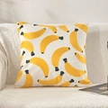 Modern French countryside pillow with yellow banana floral embroidery on white cushion - Half Embroidered Banana (Cover Only)
