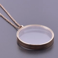 Rose gold stainless steel round locket necklace with clear glass for small keepsakes - Inner Diameter 35mm / Rose Gold
