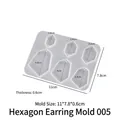 Translucent white hexagon silicone earring mold with dimensions for DIY resin jewelry - Hexagon Earring Mold 005