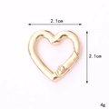 Golden heart-shaped zinc alloy spring clasp keychain accessory, size 2.1x2.1cm, 4g weight - 21mm Heart Spring Ring / Gold