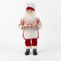 50cm chef Santa Claus doll in red striped outfit with tray and whisk holiday decor - Style 47 Chef Outfit Holding Whisk & Tray 50cm