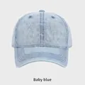Classic light blue washed denim baseball cap in baby blue with a curved brim design - Adjustable (54-58cm) / Light Blue