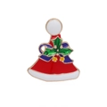 Kerstbroche met kerstmuts van emaille en hulstblad op goudkleurige legering basis - Kerstmuts