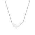 Minimalist silver whale pendant necklace in stainless steel with elegant thin chain - Whale Style (LN1819 Silver)