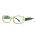 Modern oval sunglasses with transparent green frames and marbled dark green temples - C14 Light Green/Clear