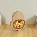 Houten LED-ornament in eikelvorm met warm gloeiende uitgesneden patronen voor in huis - Eikel