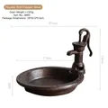 Vintage bronze cast iron bird feeder with faucet shape and 21cm diameter basin - Water Well Pump Style Bird Feeder (8883)