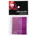 Detailed view of pink and purple glitter bobby pins in retail card packaging - S199-4 [5.1cm 24Pcs Set - Glitter Pink/Purple Gradient]