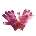 Detail of tie-dye knit glove with touchscreen tips and ribbed windproof cuffs - Tie-dye Rose Red