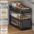 Classic black 2-tier sliding under sink organizer in small size for kitchen cabinets - Double Tier Small / Classic Black