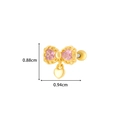 Golden bow stud earring with pink heart zircons and pendant, size 0.88cm x 0.94cm - 7# Gold (Bowknot Dangle)