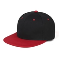 Close-up of black and red flat brim hip-hop cap showing high-quality twill cotton texture - Red Brim and Black